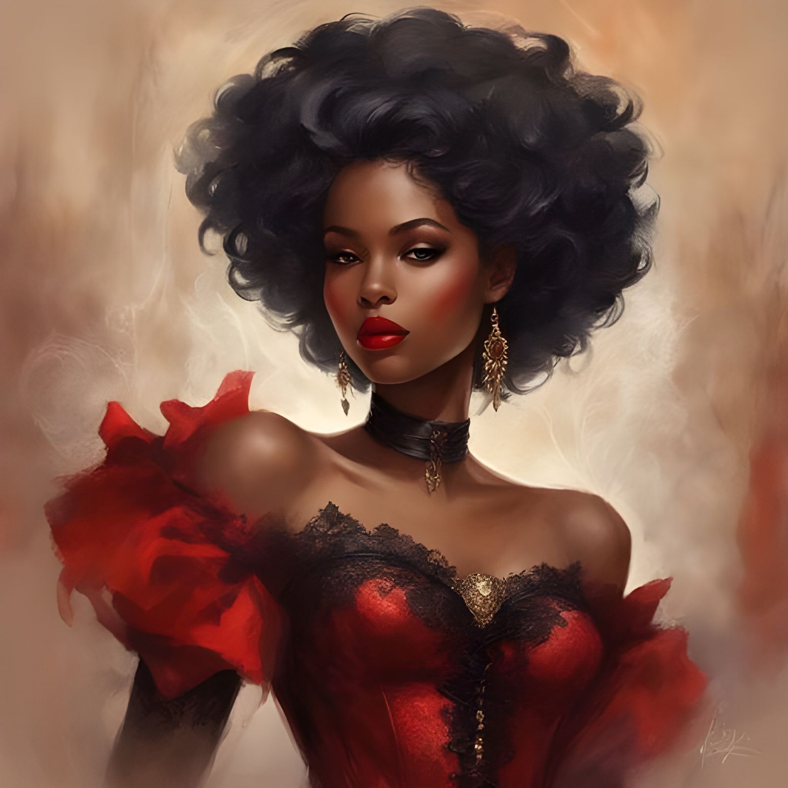 Beautiful Haitian Girl in Black Lingerie Portrait