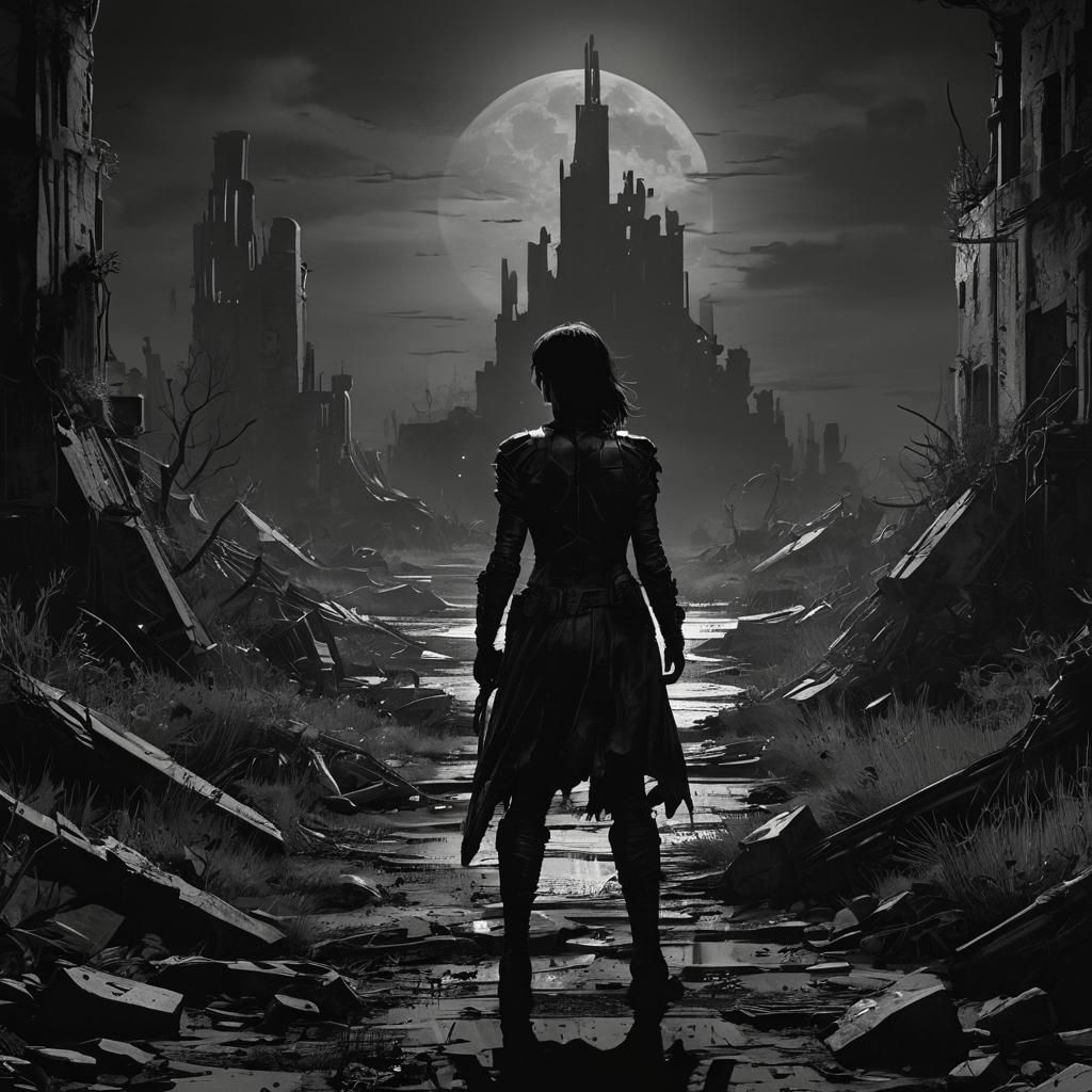 Dark Fantasy Comic: Woman Walks Wasteland Ruins