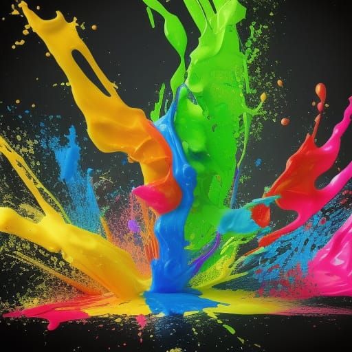 Exploding Multicolored Paint with Falling Headphones