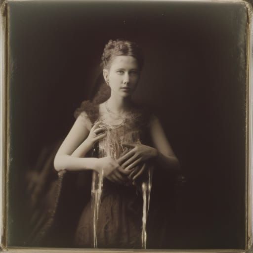 Eerie Victorian Portrait of Woman Holding Baby