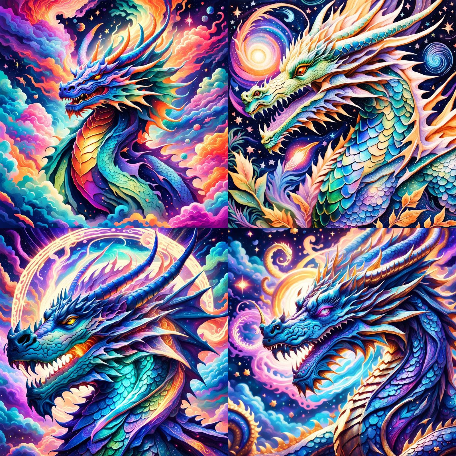 Mystical Dragon in Cosmic Astral Illustration
