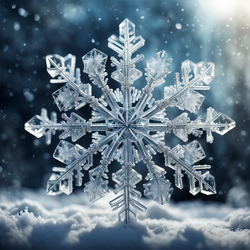 Beautifully Formed Large Snowflake on the Snow. AI image prompt in my tutorials!