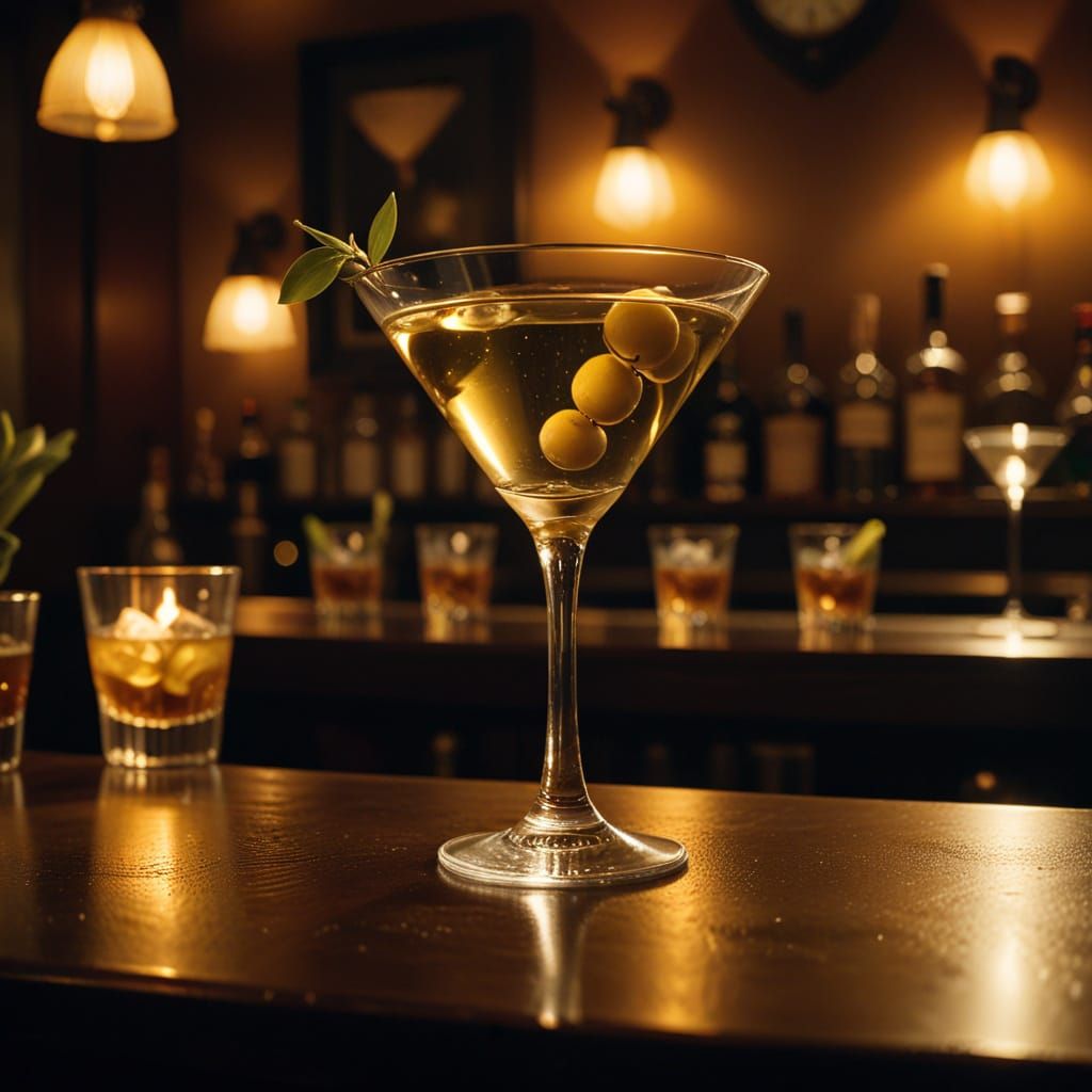 Film Noir Martini with Olive Garnish