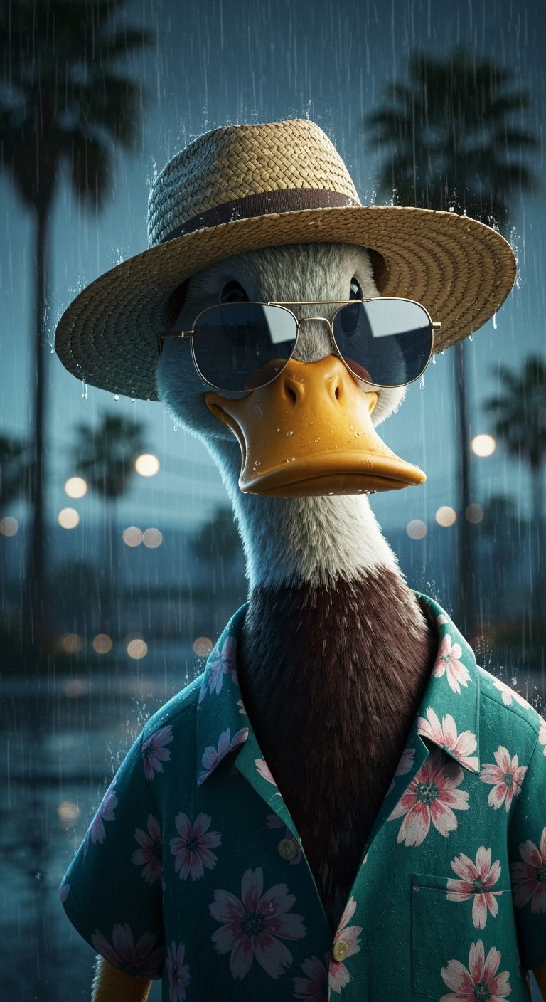 Anthropomorphic Duck in Palm Springs: Digital Art