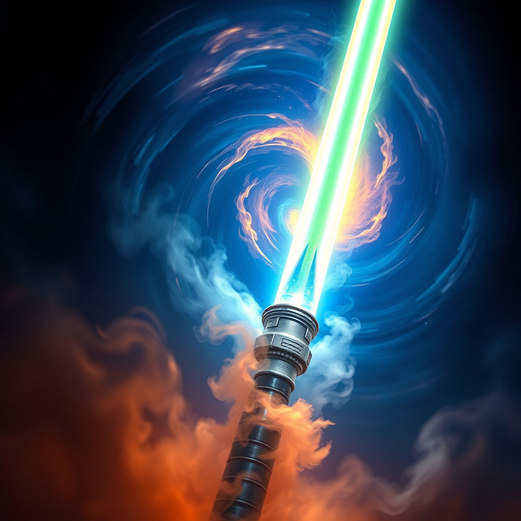 Majestic Lightsaber Ignited in Galactic Vortex