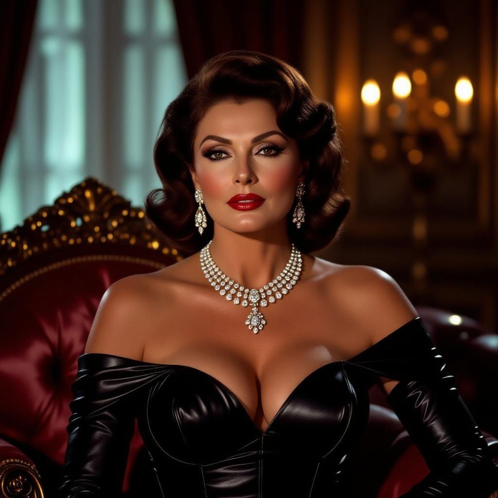 Elegant Woman in Leather Basque: Cinematic Style