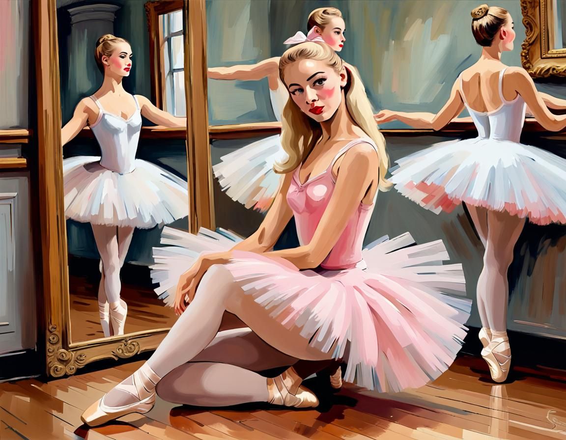 Ballet Dancer in Gouache Style, Digital Art