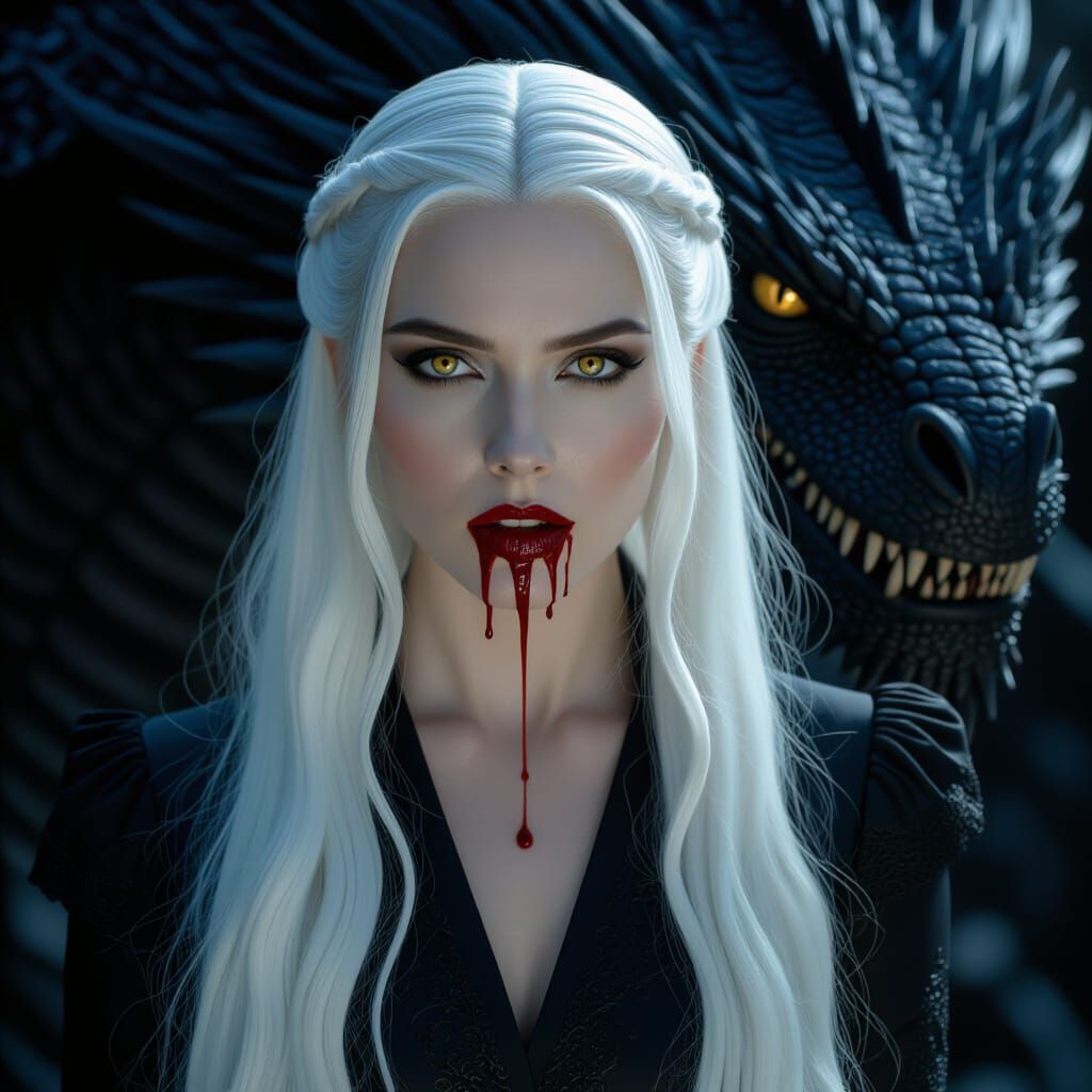 Dragon Queen with Moon-White Hair