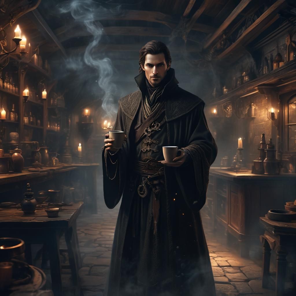 Warlock Conjuring Cosmic Being in Tavern