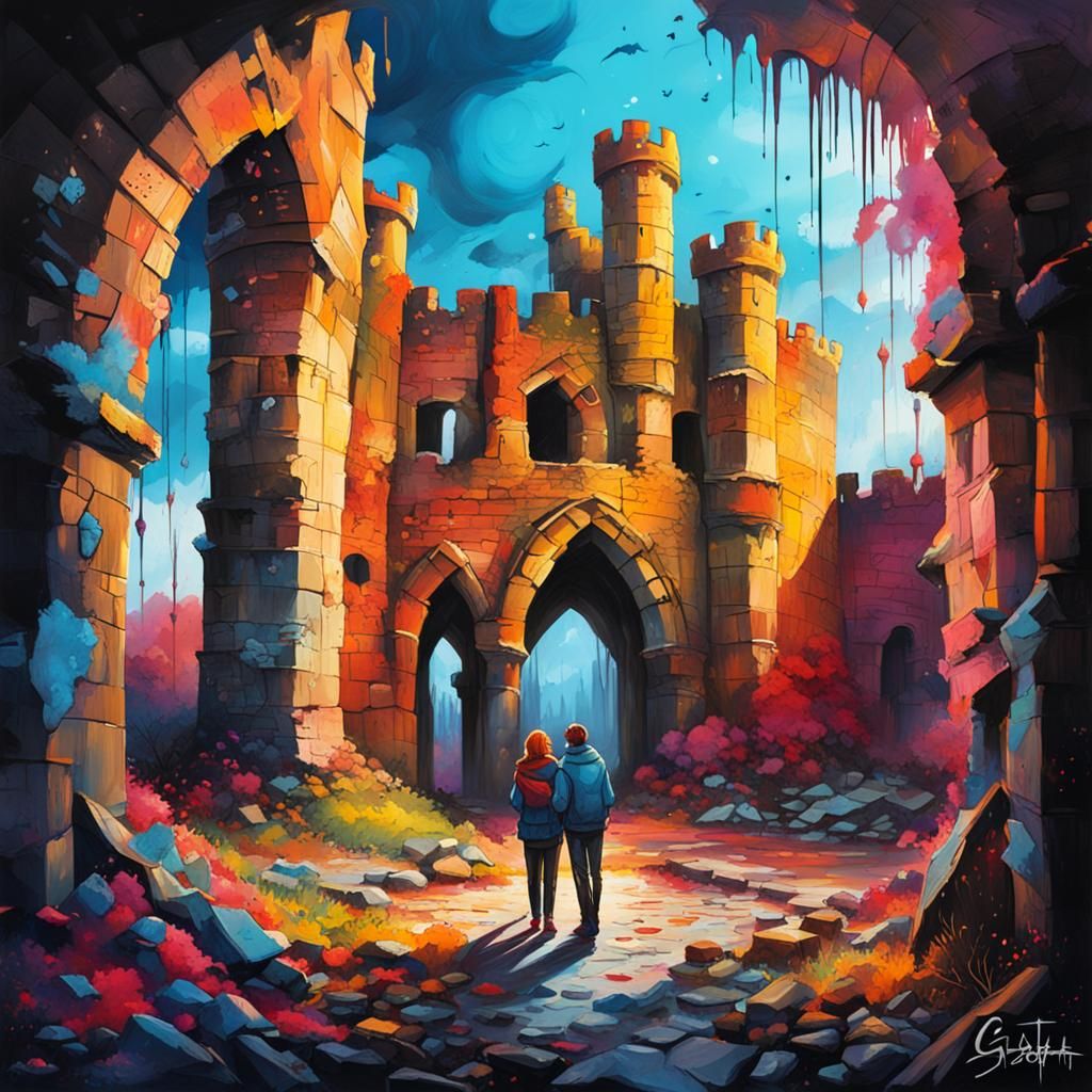 Secret Lovers Meet in Graffiti Art Ruins