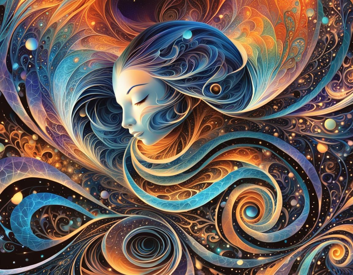 Ethereal Singer in Abstract Fractal Vector Art