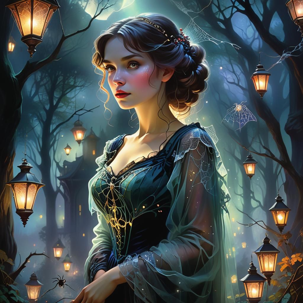 Ethereal Portrait in Art Nouveau Style