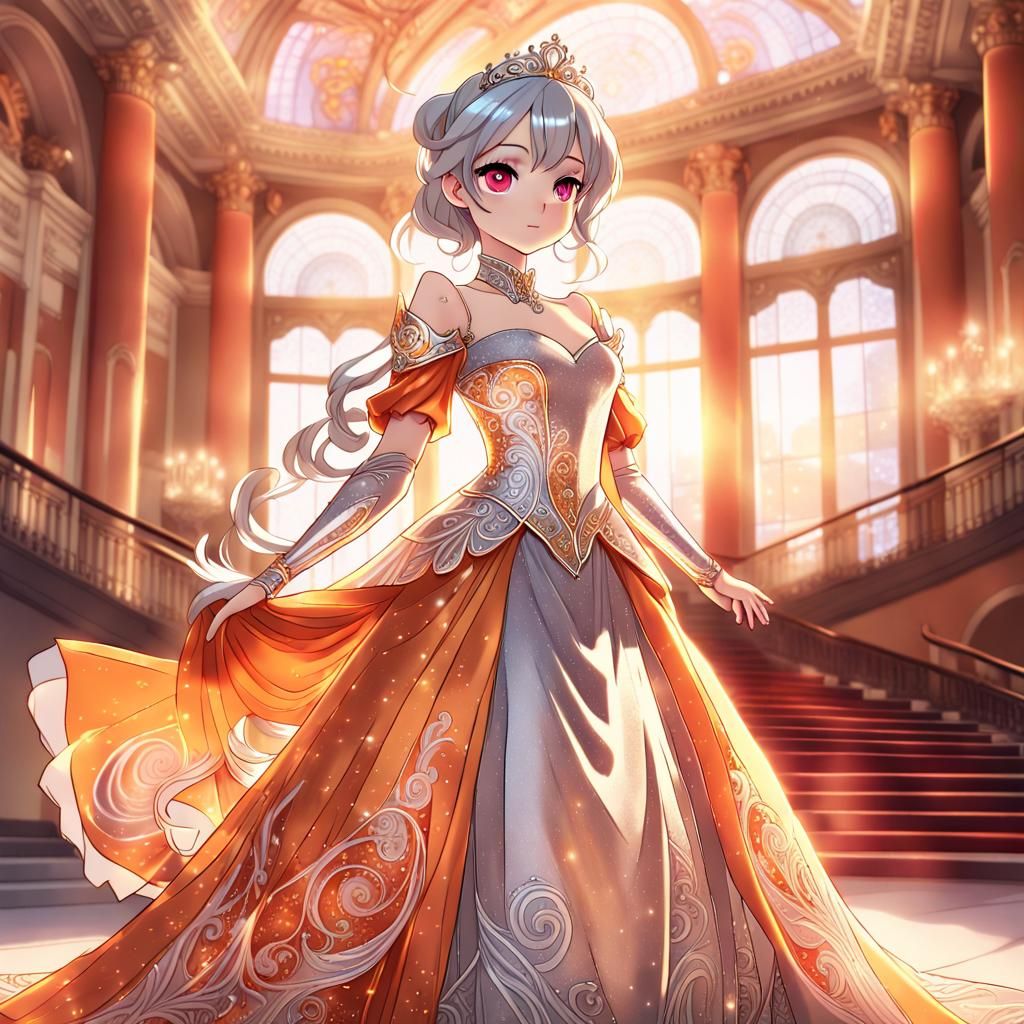 Fantasy Princess in Grand Ballroom, Anime Art