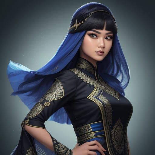 Exquisite Young Javanese Woman in Batik Kebaya