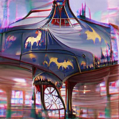 Dark Gothic Carousel: A Surreal AI Image
