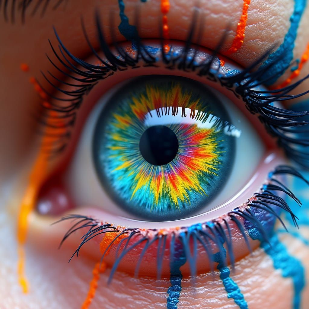 Colorful Eye with Swirling Pupil, Graffiti Art