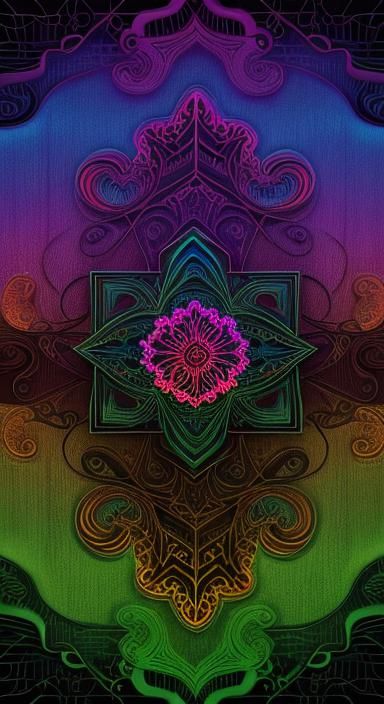 Holographic Redwood Forest in Vaporwave Style