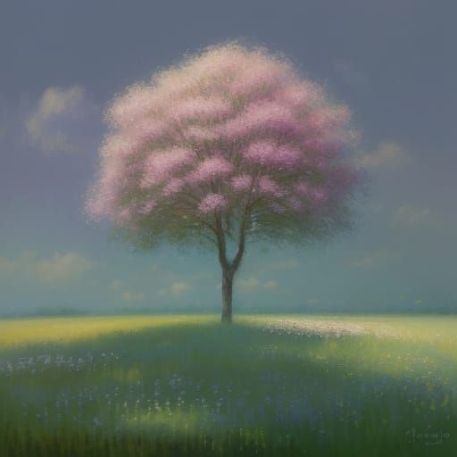 Impressionist Watercolor of a Sprout in Lush Meadow