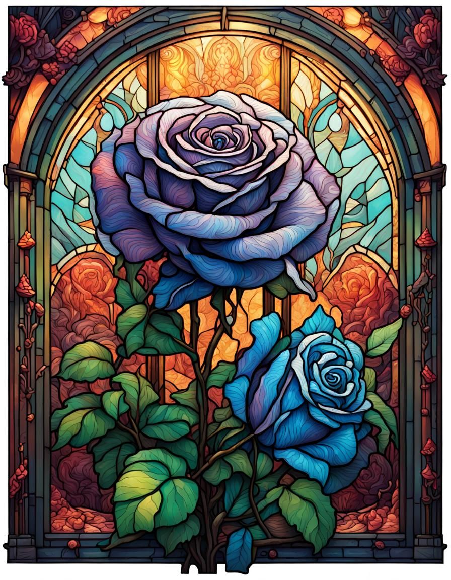 Stained Glass Rose Tarot Card Art