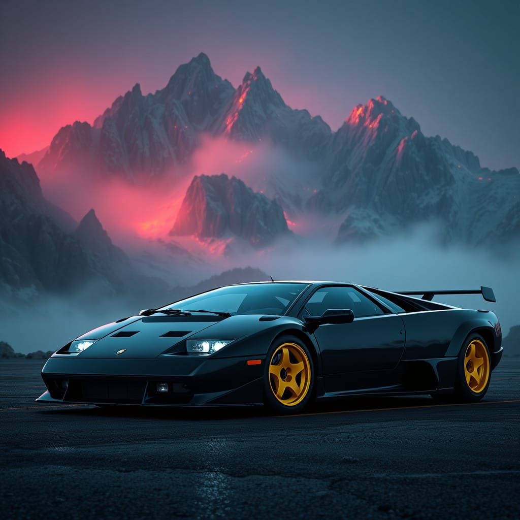 Lamborghini Diablo SV in Majestic Mountain Landscape