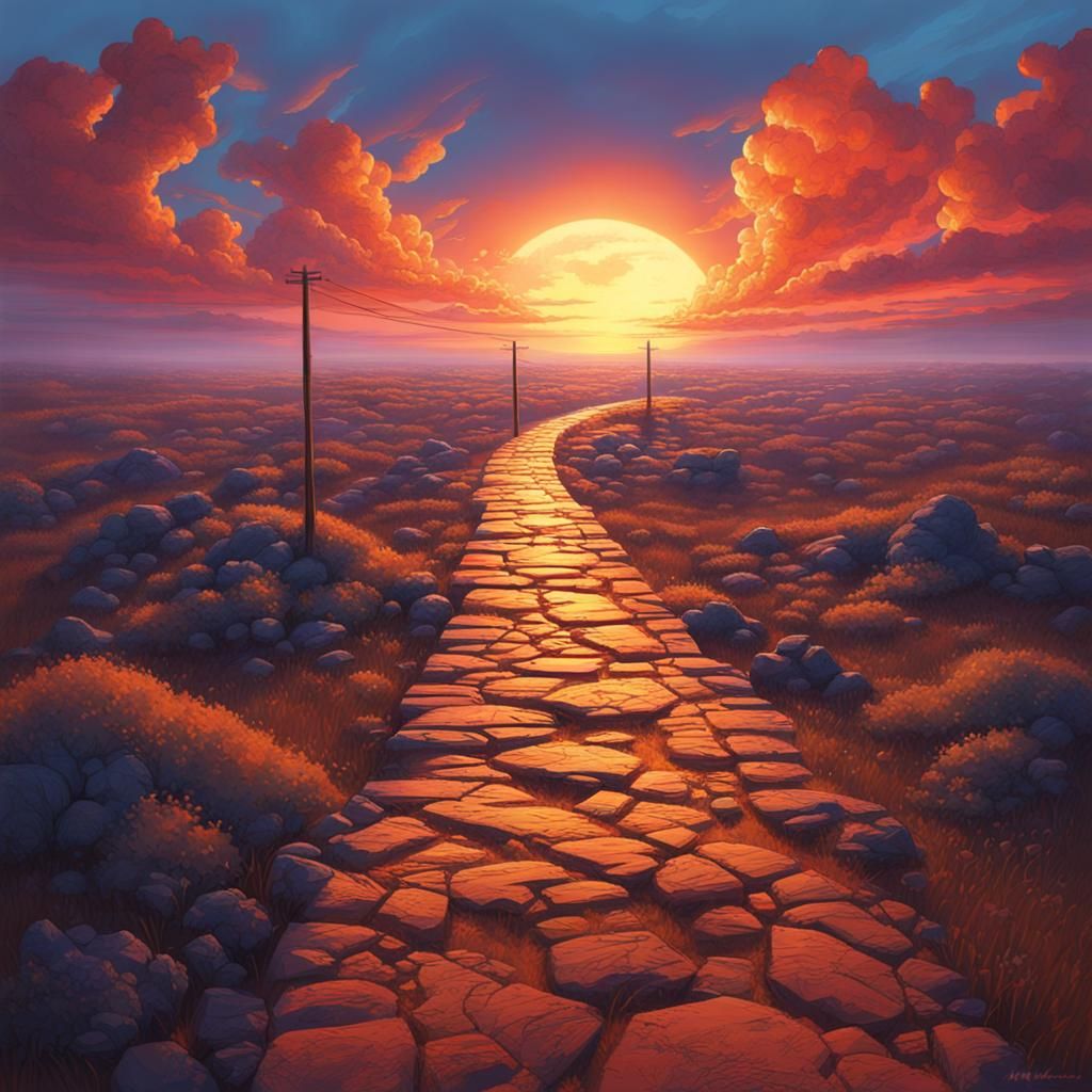 Ethereal Path to the Clouds at Sunset