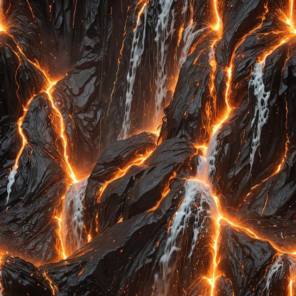 Dramatic Waterfall of Molten Metal in Fiery Light