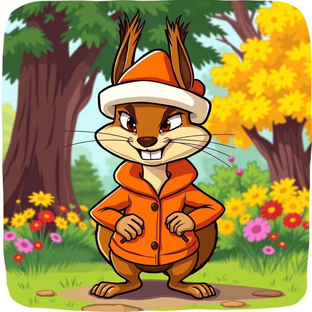 Mischievous Squirrel in Cartoonish Vector Art Style
