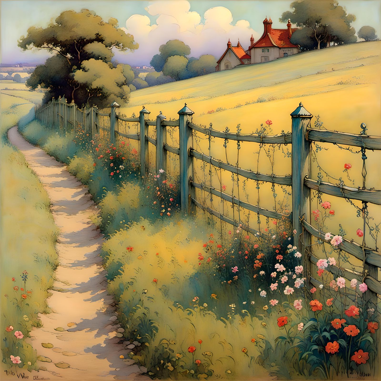 Impressionistic Fence Inspired by Warwick Goble