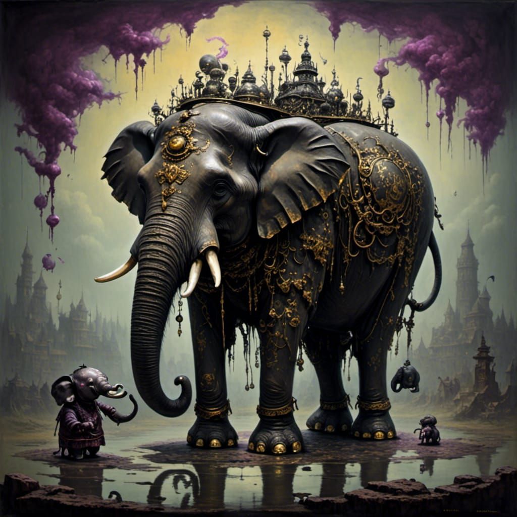 Brooding Zombie Elephant in Dark Style