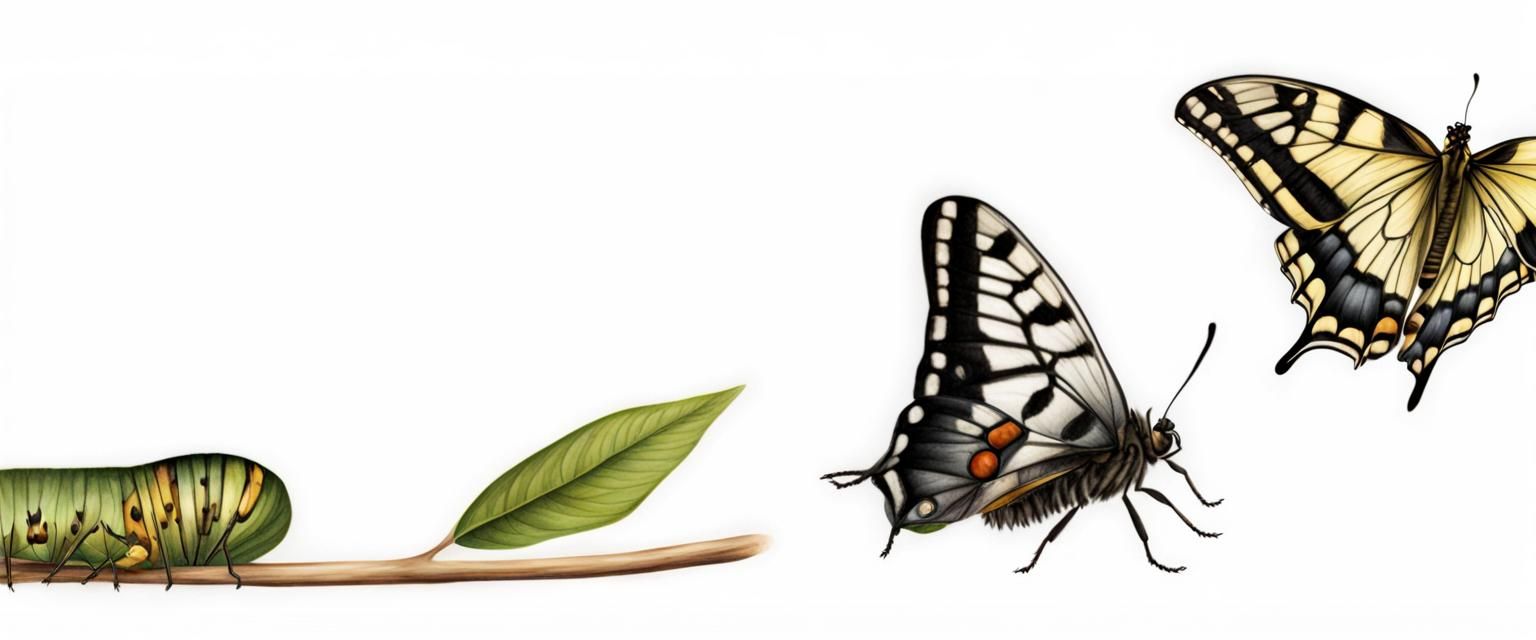 Caterpillar to Butterfly Scientific Illustration