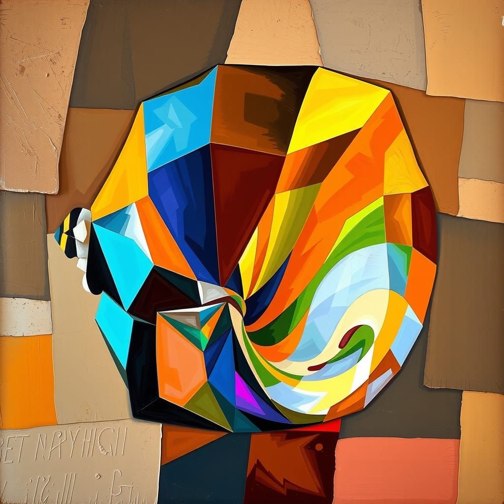 Cubist Conch Shell in Geometric Abstraction