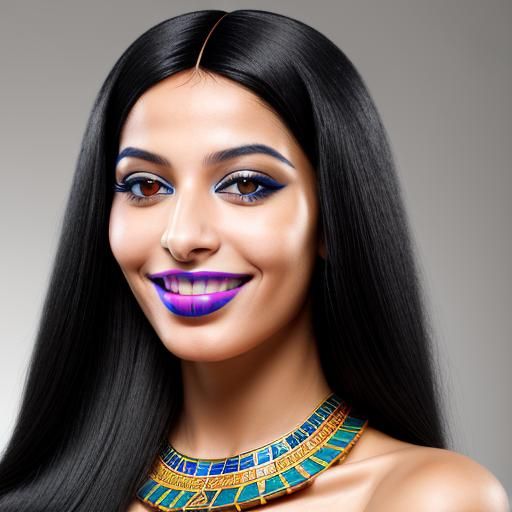 Beautiful Egyptian Woman Portrait with Blue Lips