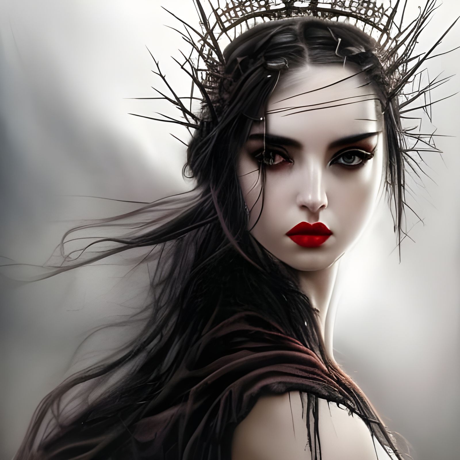 Gothic Woman with Thorns: Fantasy Art