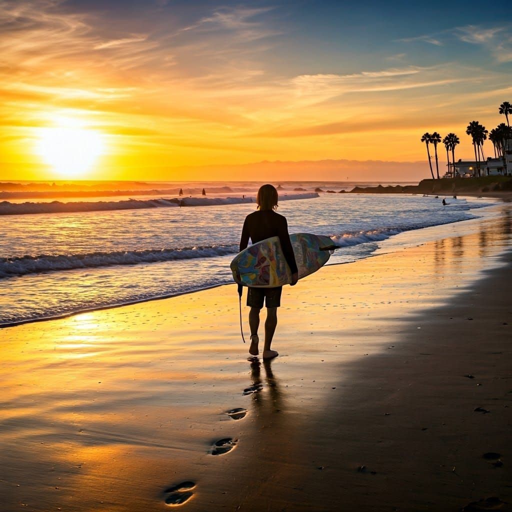 Sunset Scene at Legendary Surf Break