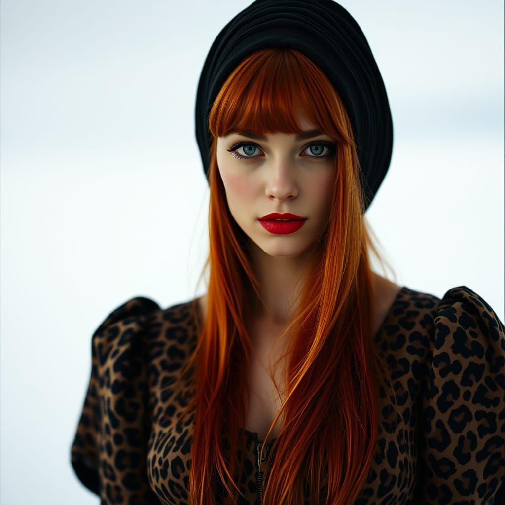 Elegant Woman in Leopard Dress Standing at Mixing Console