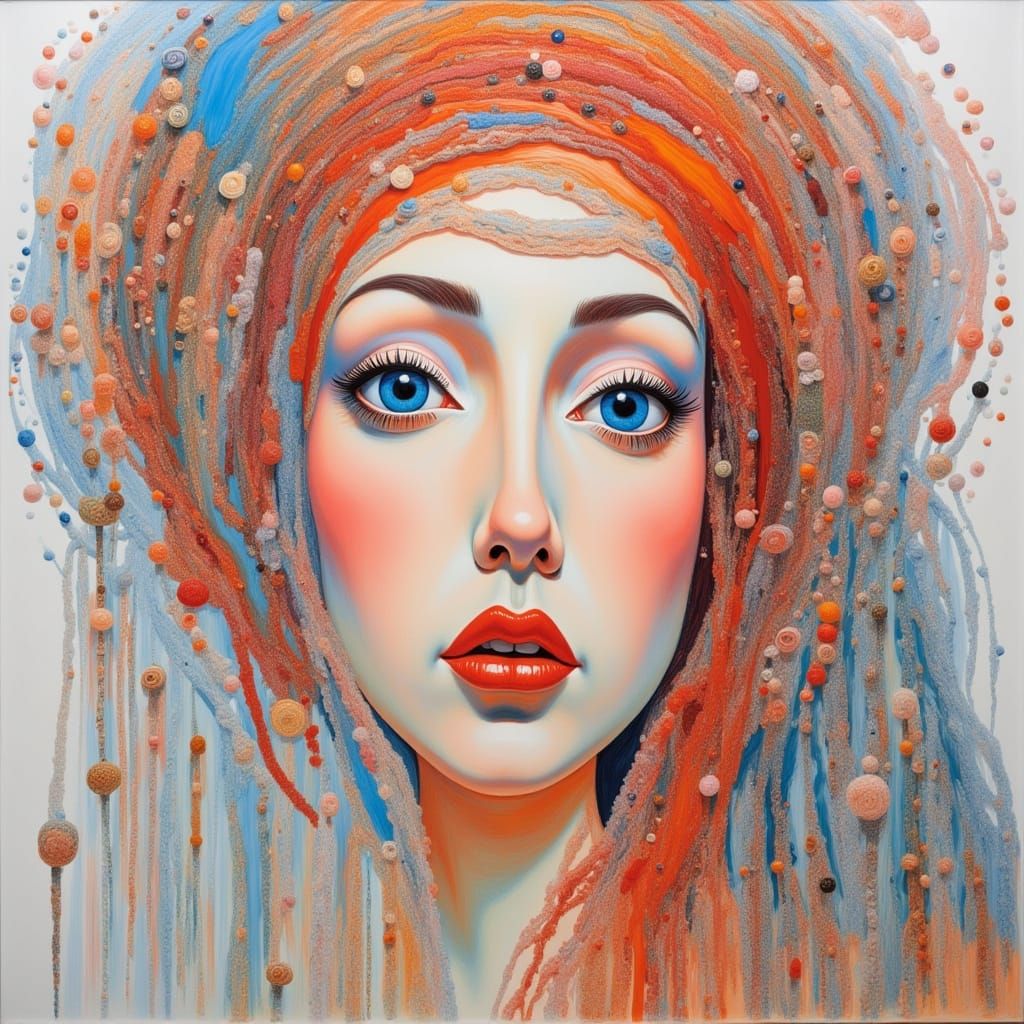 Ethereal Watercolor Portrait of a Woman in Fantastical Archi...