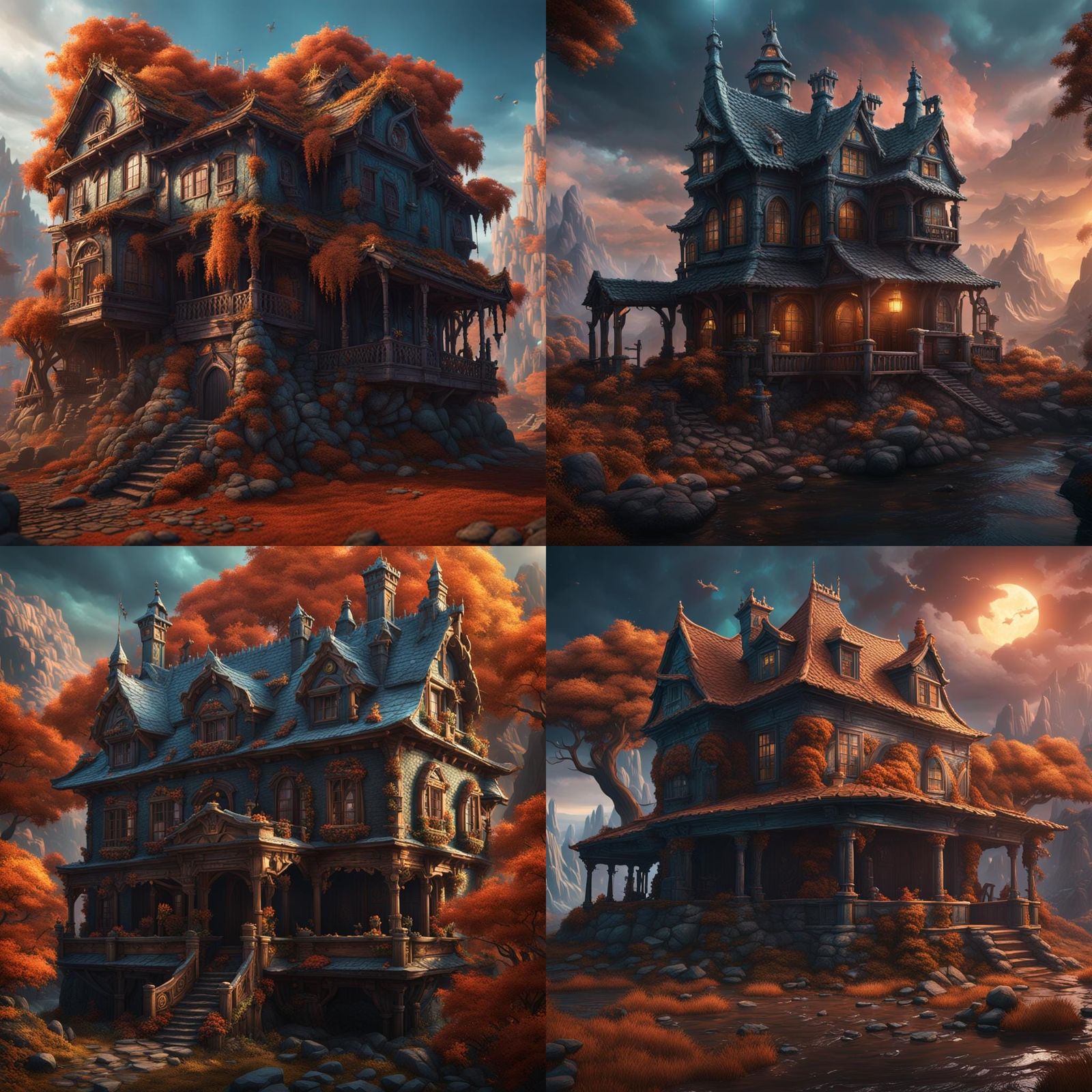 Fantastical Risk House in Detailed Matte Painting Style