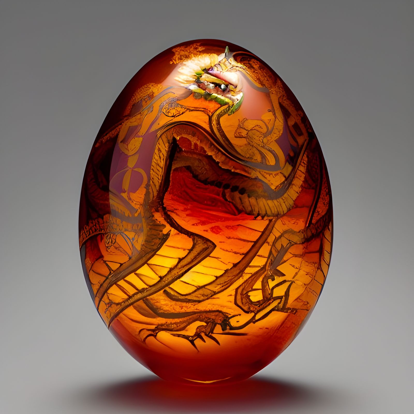 Elegant Amber Fabergé Egg Containing Dragon Soul