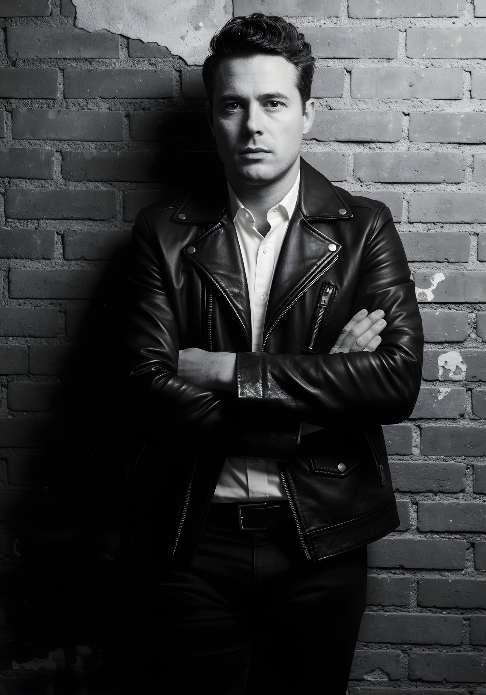 1950s Greaser Fashion Portrait in Black and White