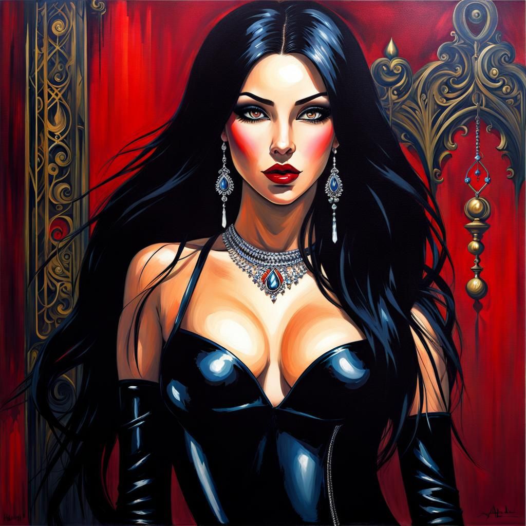Gothic Portrait of Moroccan Woman in Latex Lingerie