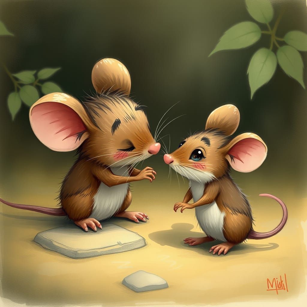 Shy Boy Mouse Meets Girl Mouse