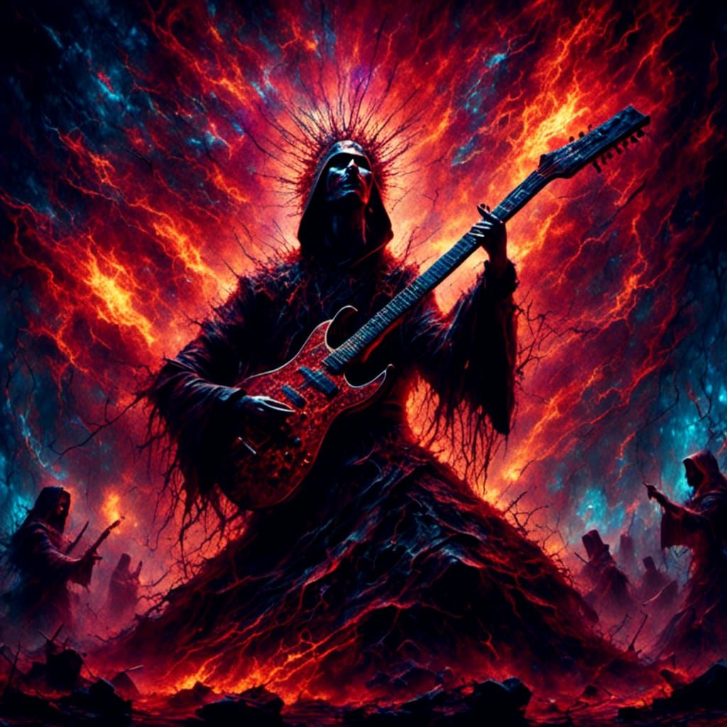 Heavy metal art, dark fantasy, Greg Rutkowski-inspired