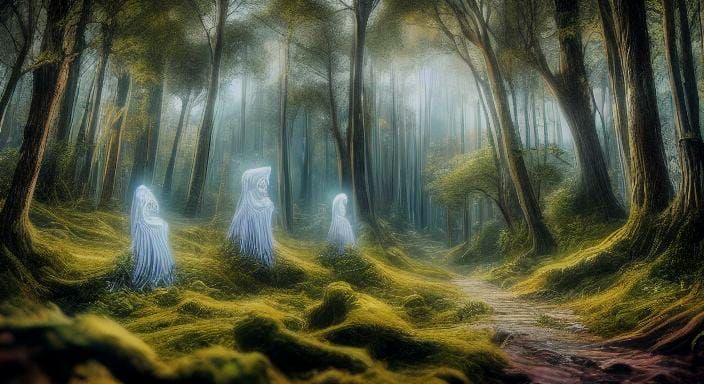 Ethereal Ghost Town in Cosmic Forest