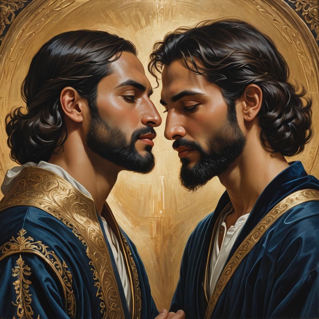 Renaissance Portrait of Two Men in Love