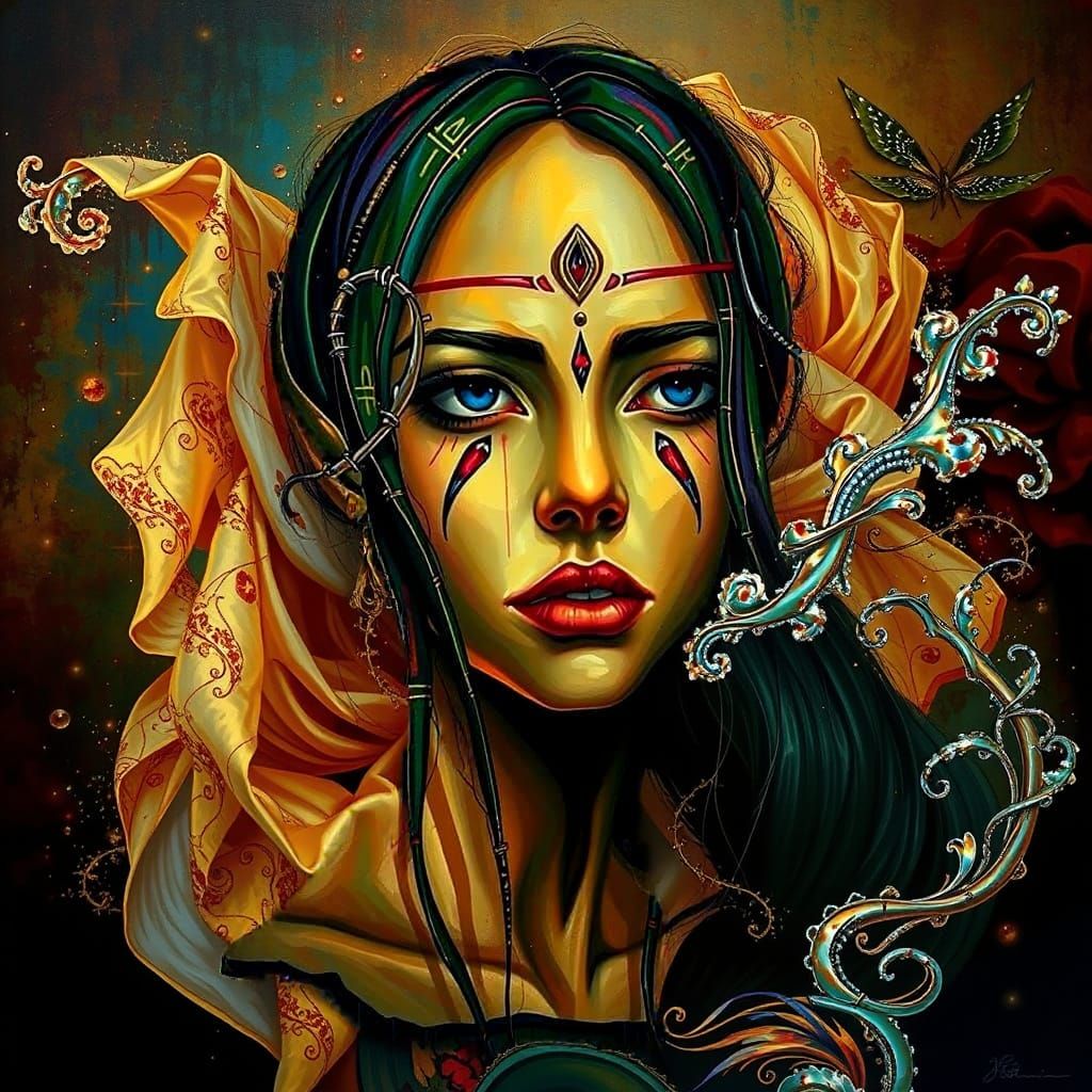 Woman in Garden of Earthly Delights: Digital Art