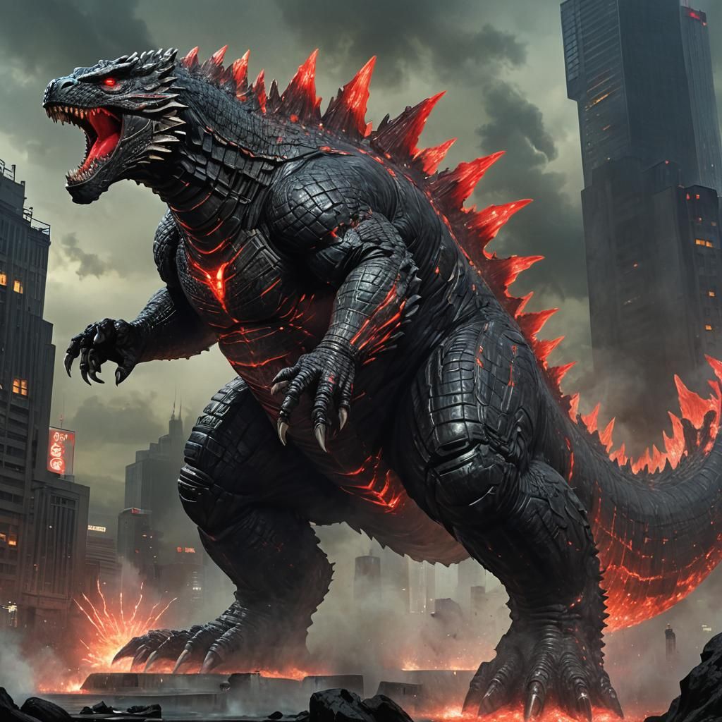 Athletic Godzilla with Red Glowing Dorsal Plates