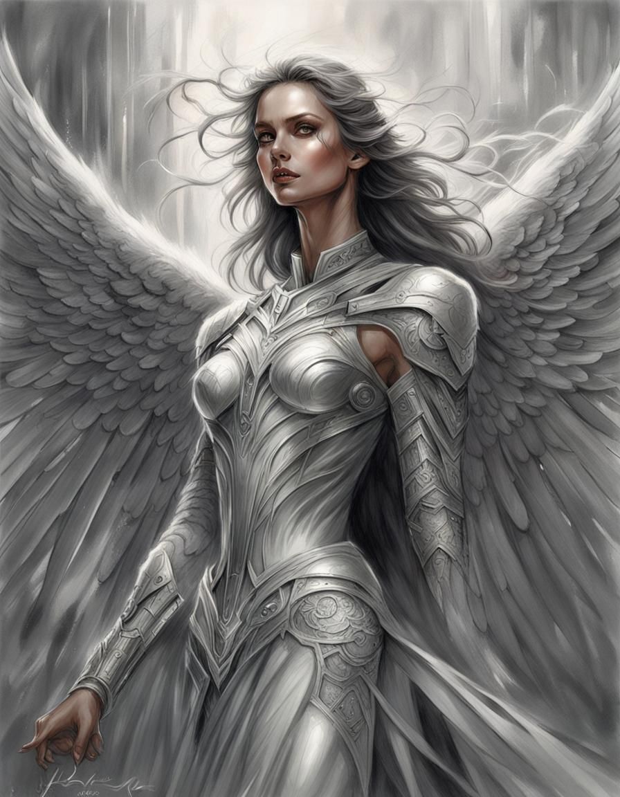 Silver Angel: Elegant Cinematic Fantasy Art