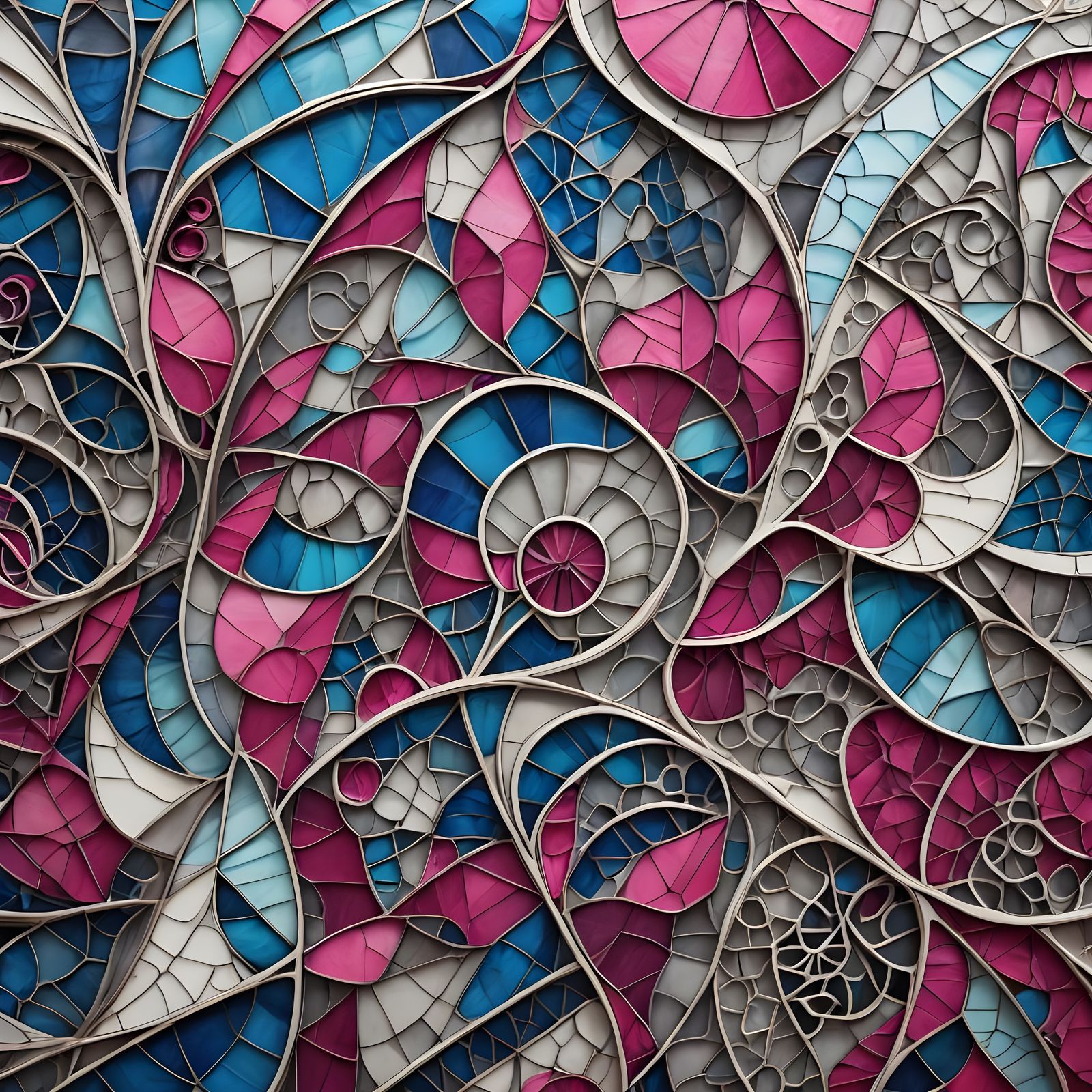 Abstract Zentangle Painting with Dynamic Rounded Forms