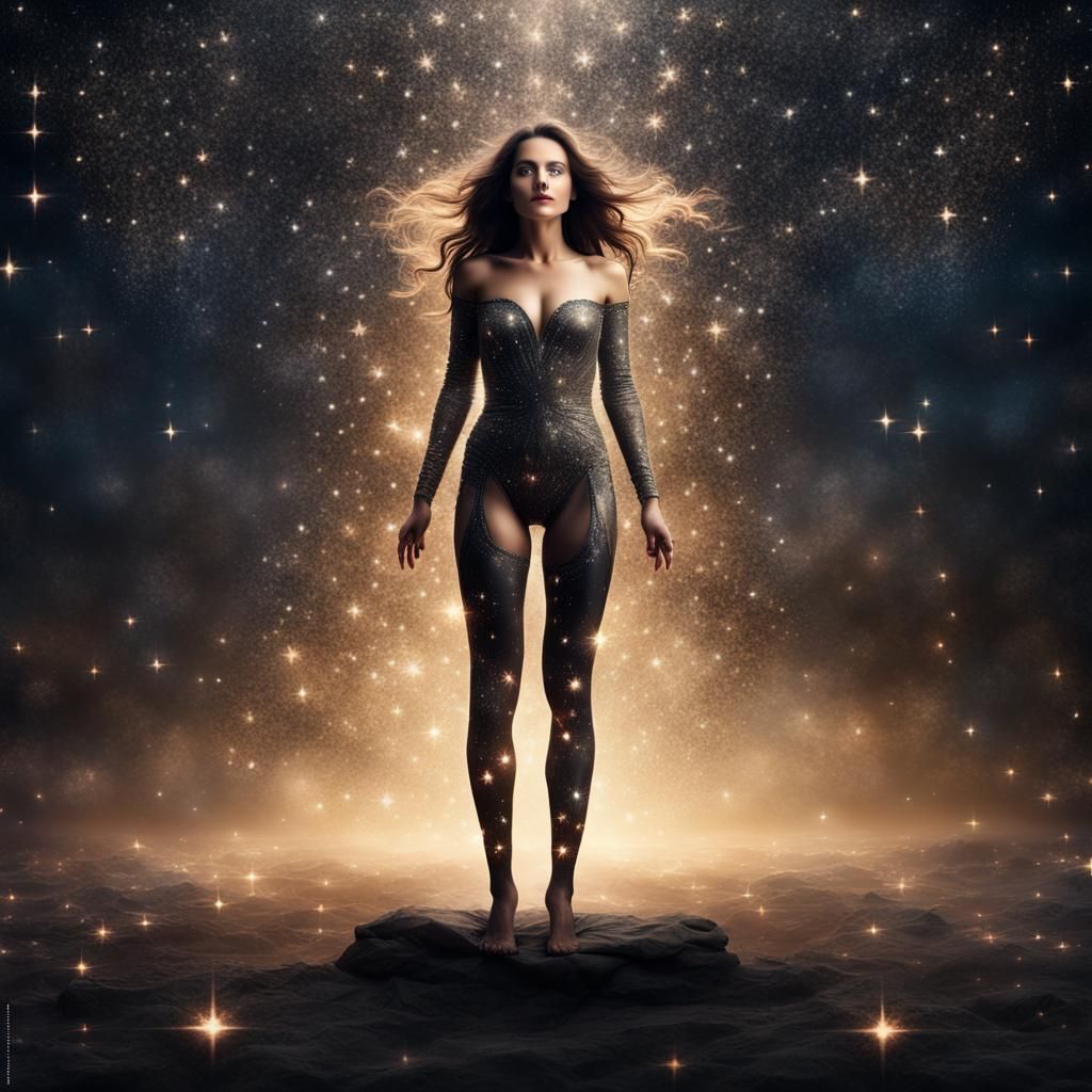 Woman in Starlight: High-Resolution Digital Masterpiece