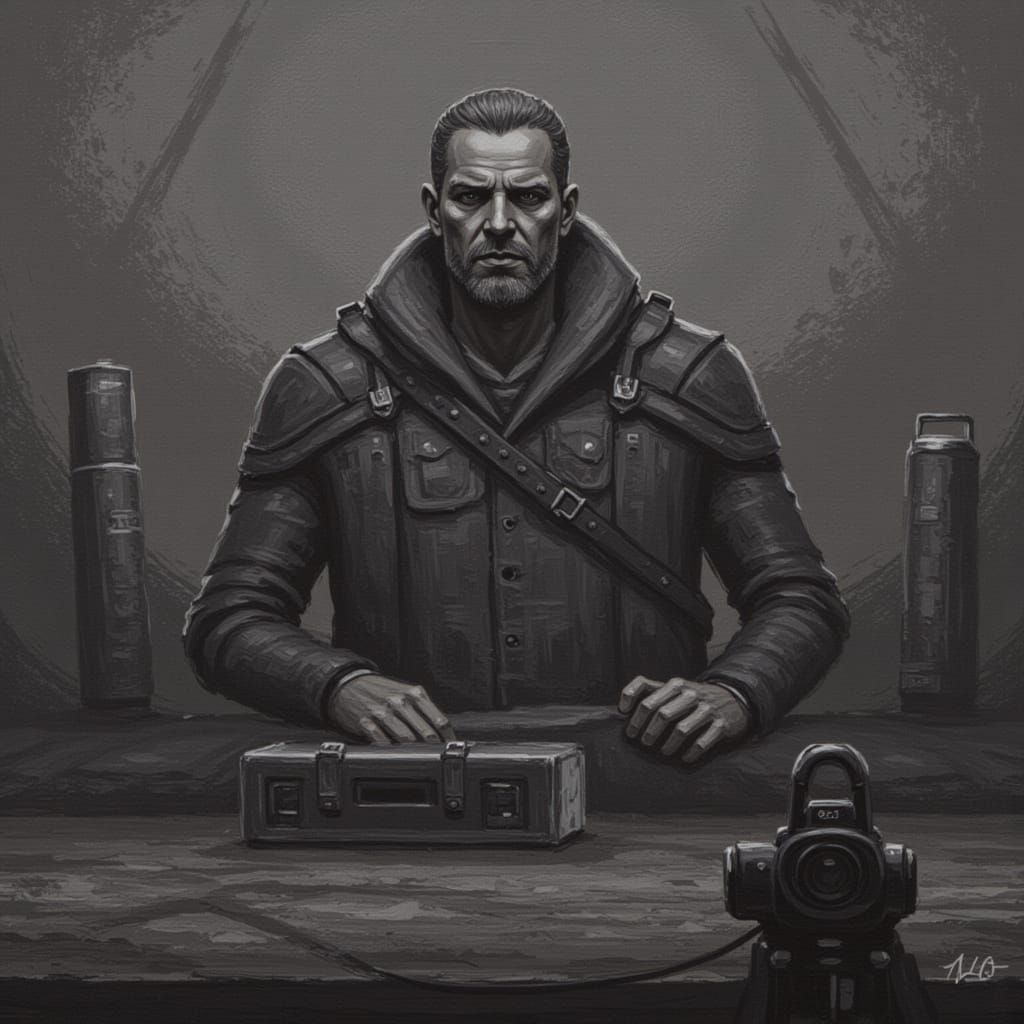 Impasto Sepia Ink Punk Crackle Art